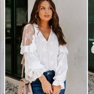 Emersyn Embroidered Lace Ruffle Top